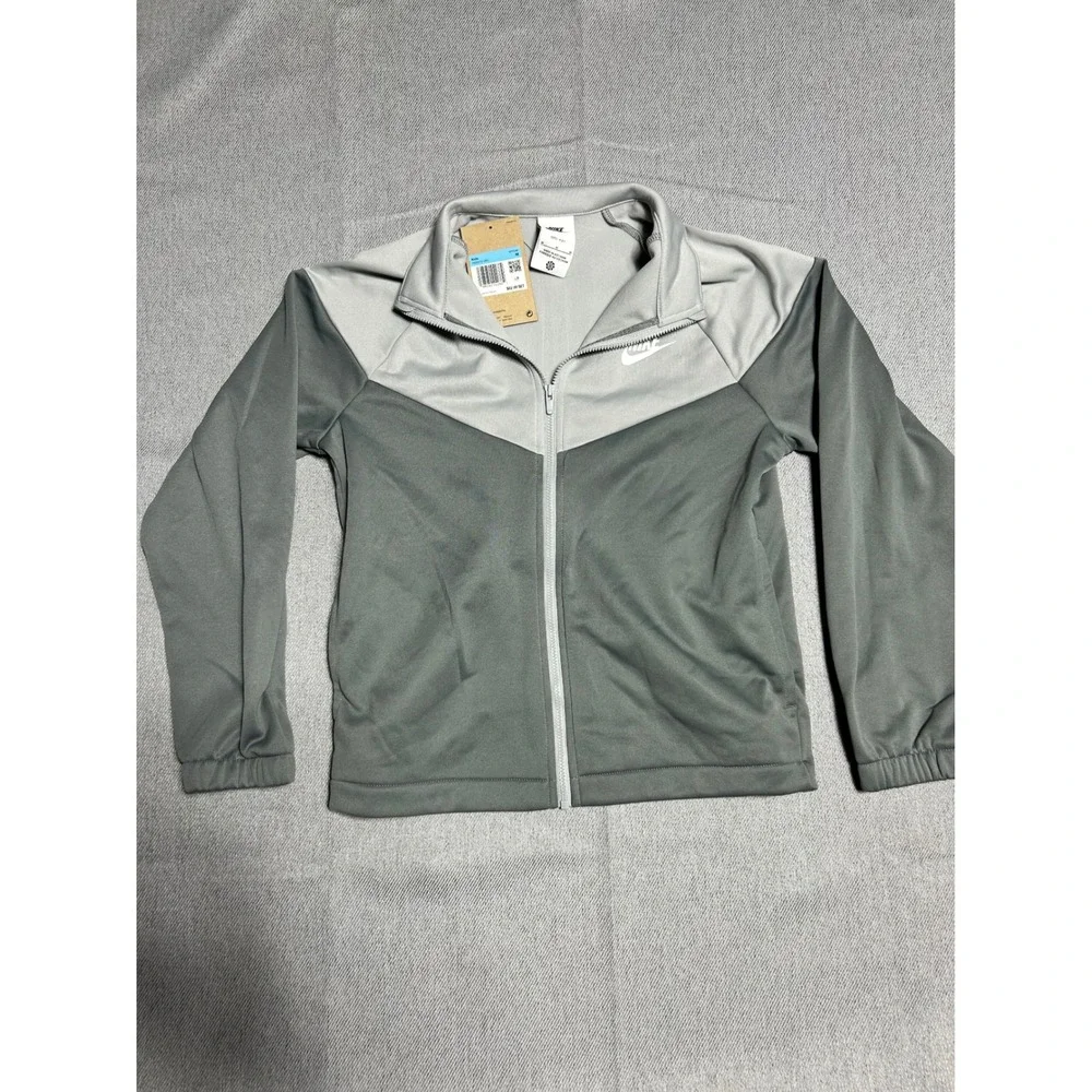 Nike Track Jacket Kids‎ Size M Grey Dri-FIT Colorblock Full Zip HQ9315-084